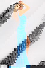 Asymmetric neckline beaded dress 43927