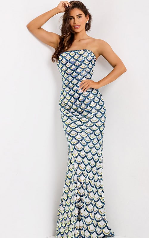 Strapless mermaid sequin gown 49260