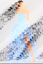 Strapless floral ruffle gown 47029