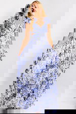 White and blue printed long dress 49143