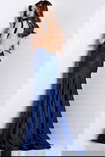 Sleeveless navy slit formal dress 43573A