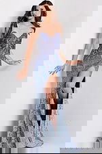 lace high slit dress 43383