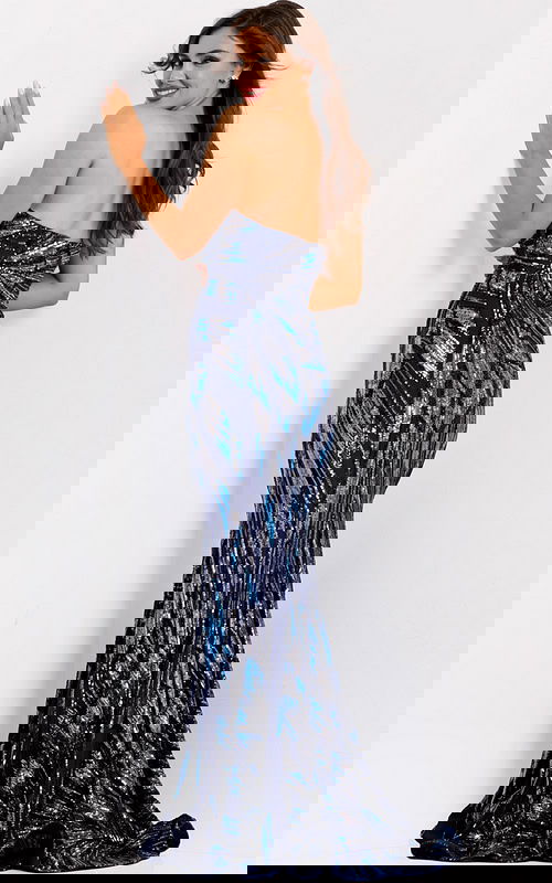 Fitted metallic evening dress 49137