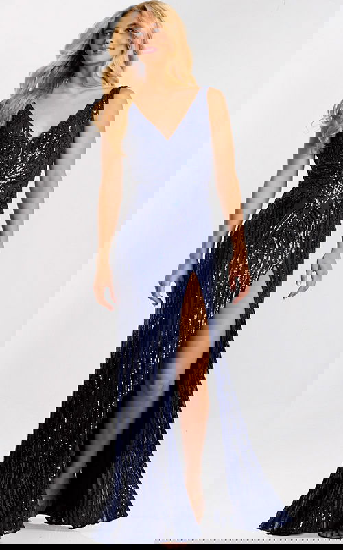 Navy sequin evening gown 48631