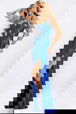 Sparkling blue fitted evening dress 45744