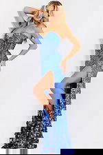 Glitter strapless dress with slit 43334