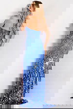 Strapless sequin gown with high slit 43334