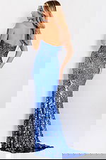 Sweetheart neckline blue sequin dress 43334