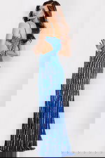 Blue beaded gown with cutout sides 40060