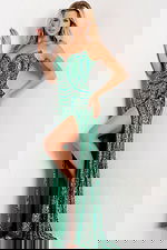 Glam strapless gown with side slit 49232