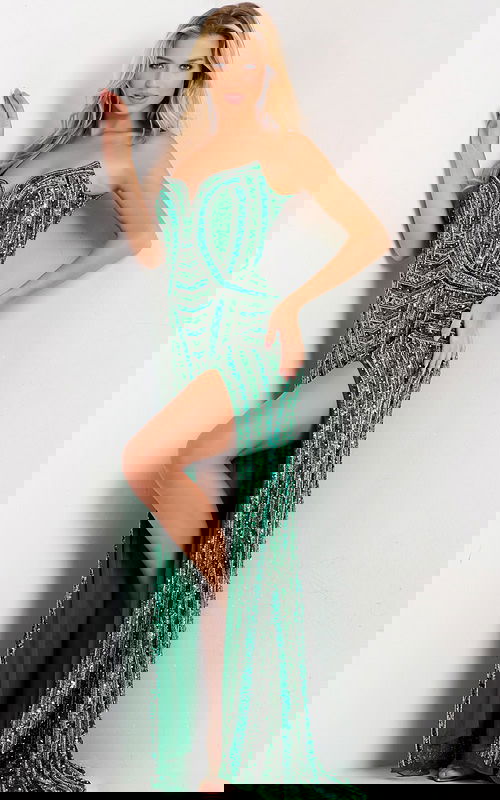 Glam strapless gown with side slit 49232