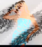 Shimmer gown with ruched waist detail 49258