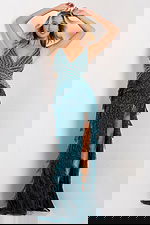 Sleeveless V-neck fringe dress 49269