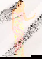 Elegant Floral Prom Dress With Cascading Ruffles