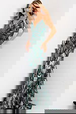 Elegant Green and Silver Sequin Gown