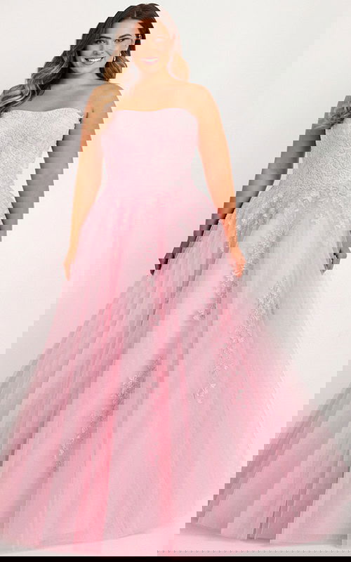 strapless tulle pink a line dress 1831