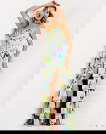 Strap Floral Tiered Formal Dress