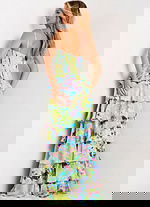 Multicolor Tiered Corset Prom Dress