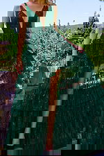 green v neckline sheer dress 22904