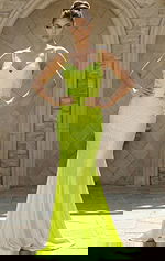 Lime v neckline mermaid dress 23010