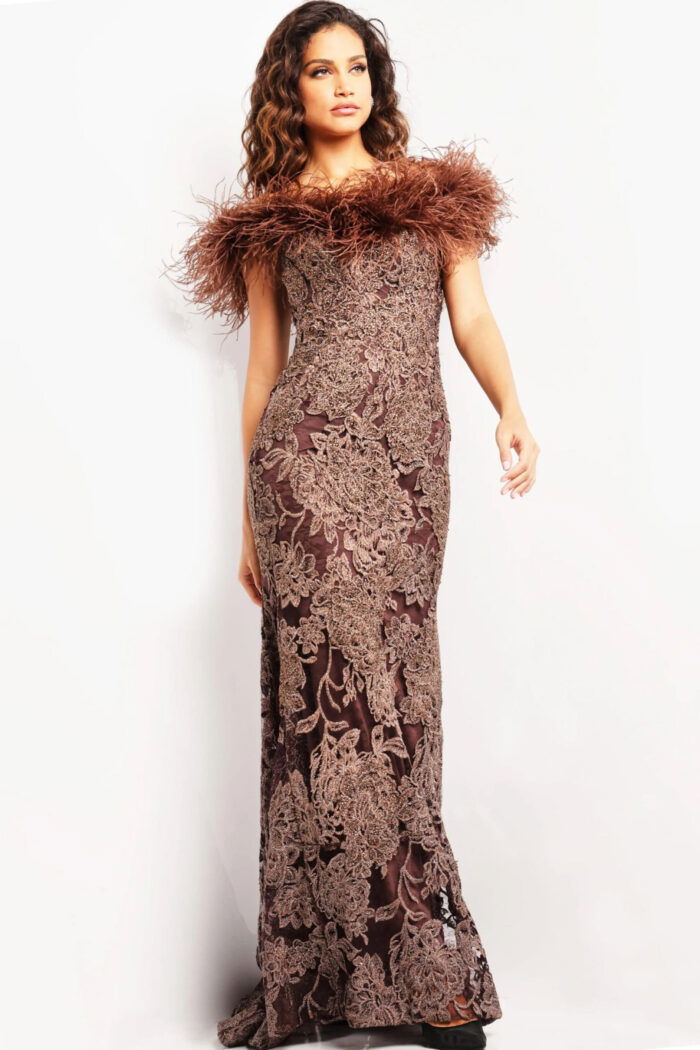 strapless dress with feather 23030