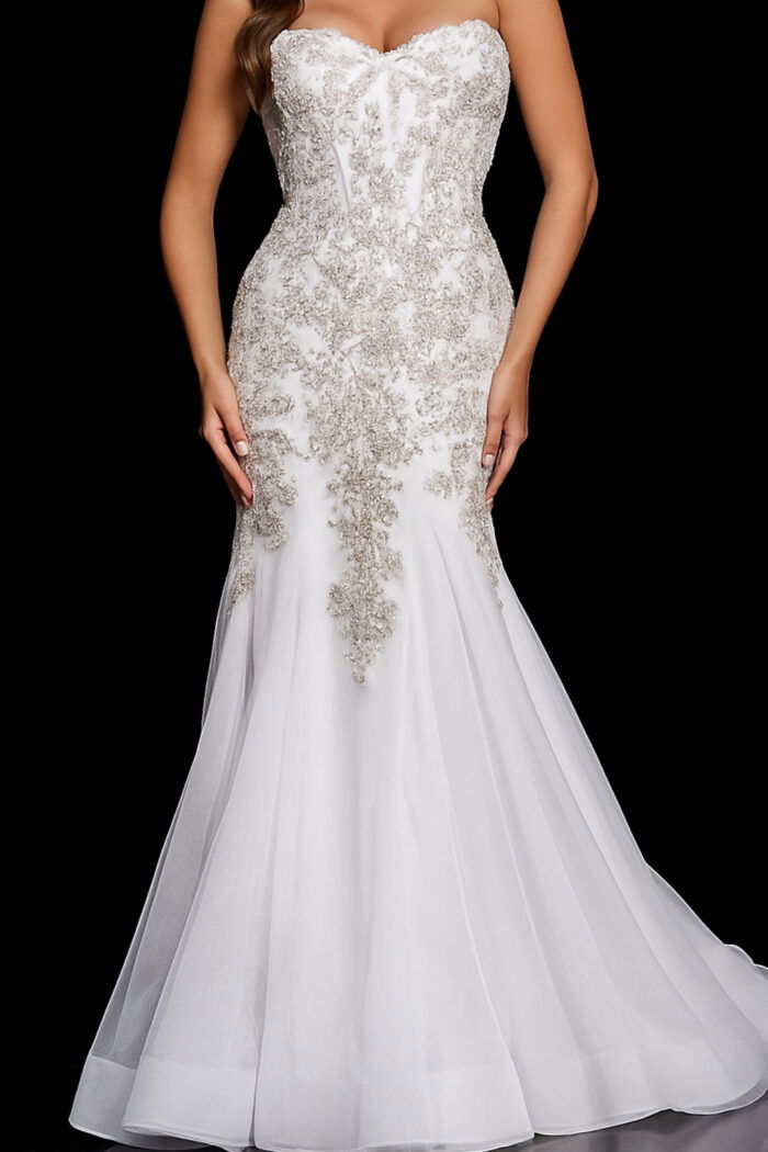 23125 white and gold mermaid dress
