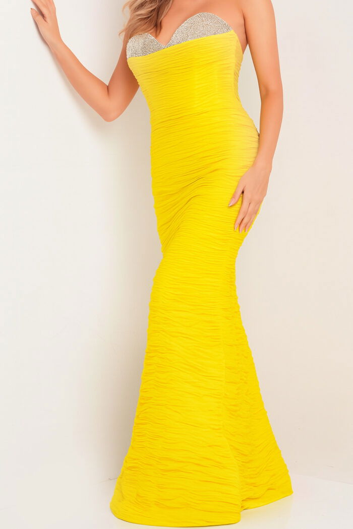 23546 yellow embllished dress