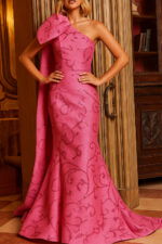 pink one shoulder dress 23839