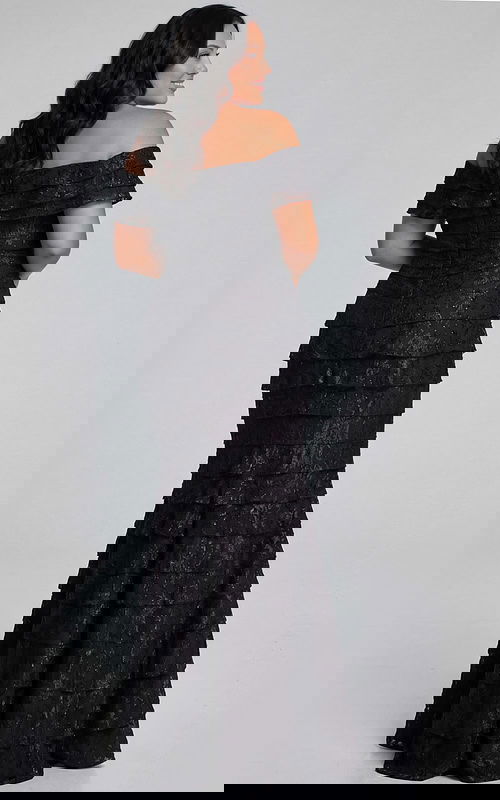 Plus size layered sequin formal dress