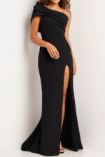 24018 black high slit dress