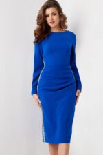 Jovani 24192 royal blue dress, close-up front view with detailed embellishments.