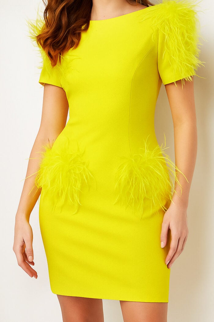 24558 yellow short sleeve dress