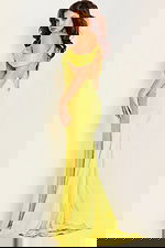 yellow beaded off the shoulder dress 24611