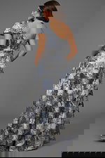 back of one shoulder print dress 25663