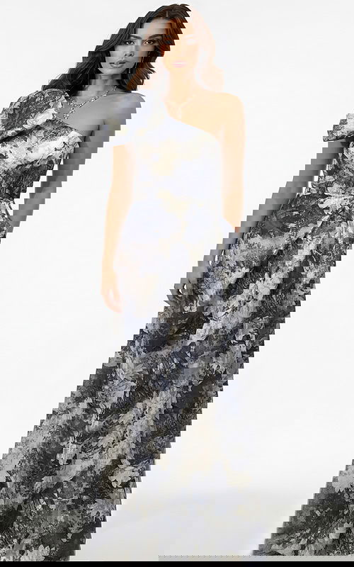 one shoulder print dress 25663