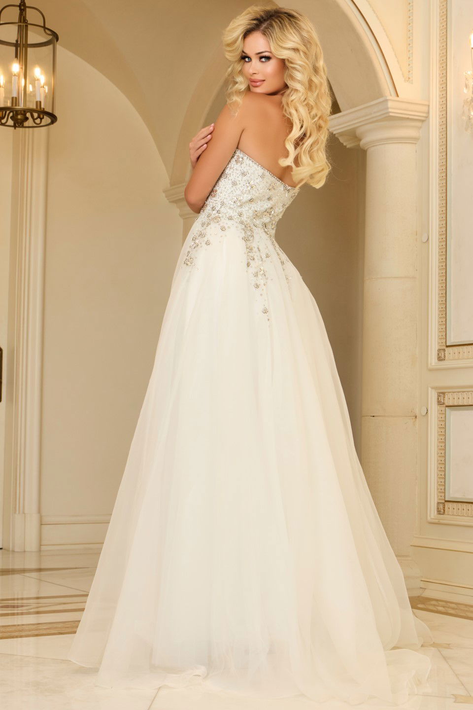 Jovani JB06913 Off White Embellished A Line Bridal Gown | Jovani