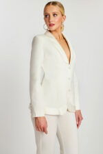 【OVERDUEFLAIR】tailored plates jumpsuit_white Bridal Cut Out Blazer Jumpsuit | Express