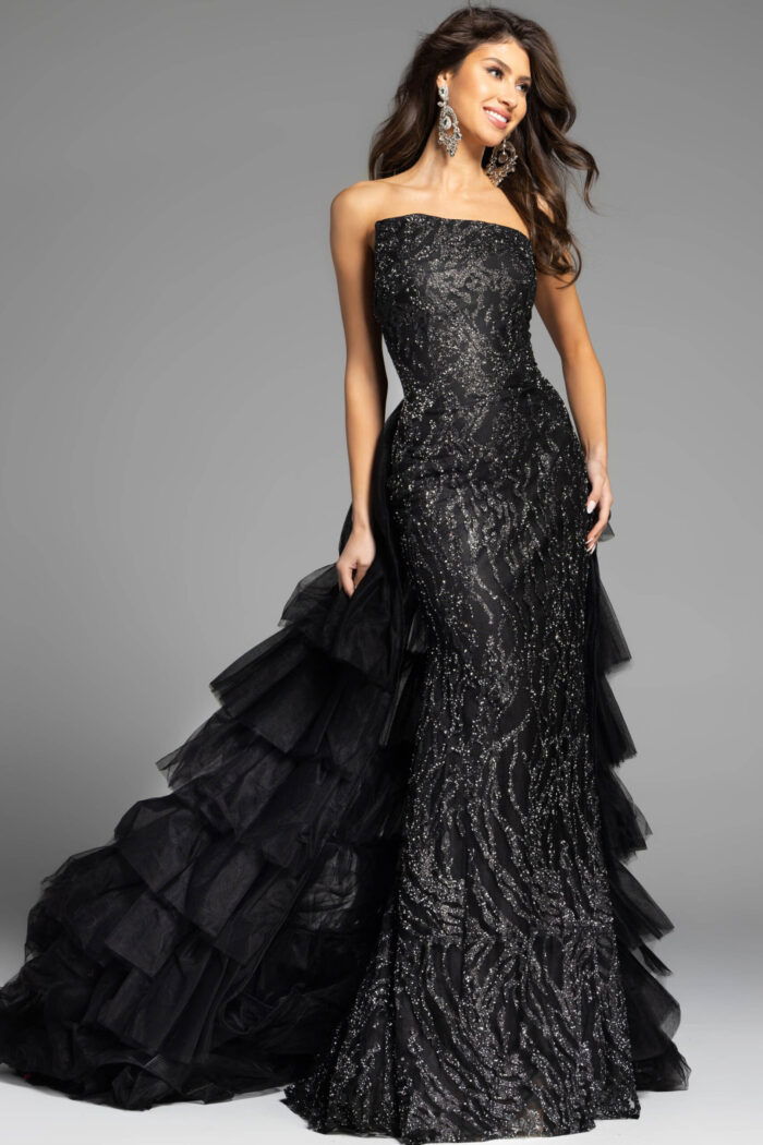 strapless tiered embellished dress 26119