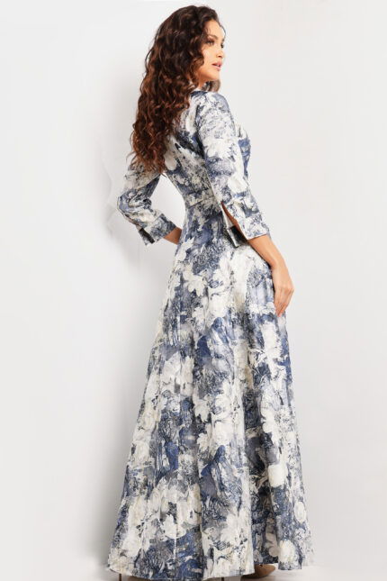 long sleeves print gown 26202