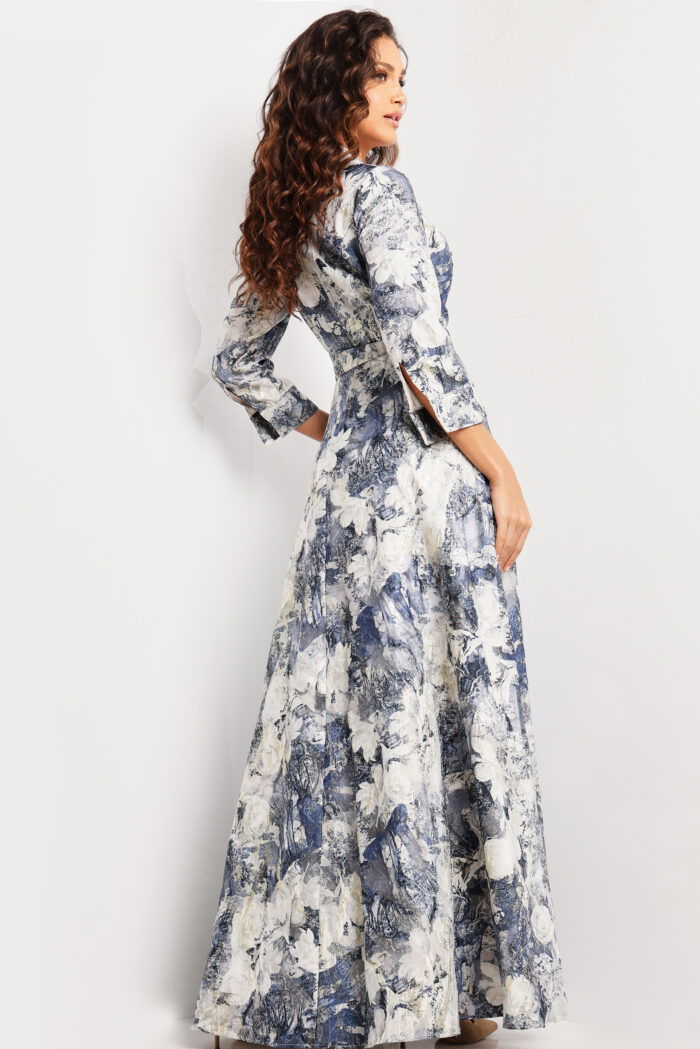 long sleeves print gown 26202