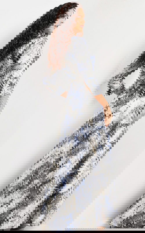 long sleeves print gown 26202