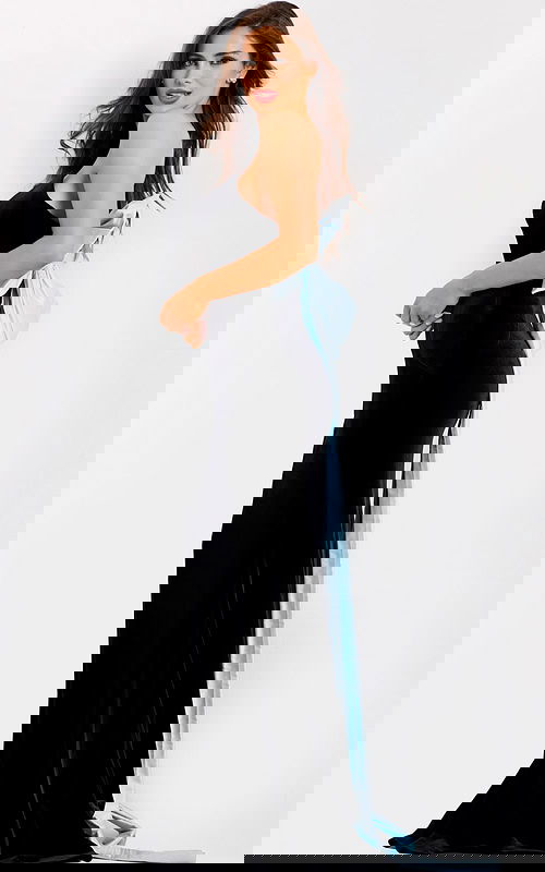 velvet gown with a fitted silhouette, sweetheart neckline, and a dramatic oversized satin bow 26327