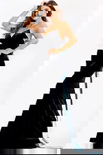 v neck mermad velvet dress wit blue drape in the back 26327