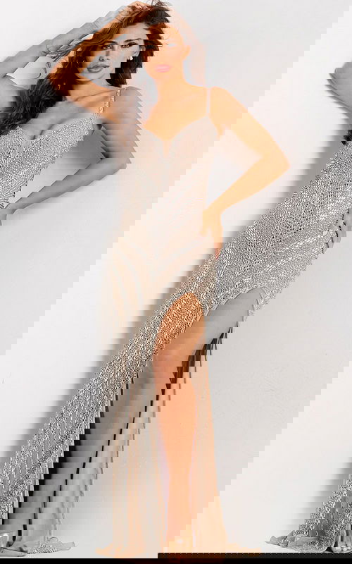 high slit nude dress 49818