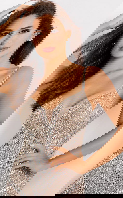 beaded nude and silver dress 49818