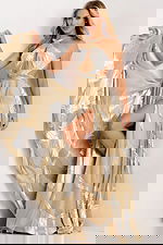 Shimmering halter prom dress with keyhole front