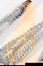 Glitter floral pattern prom gown with leg slit