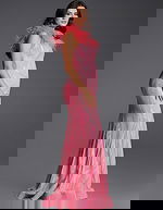 one shoulder dress with feather details 32596