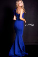 Back of Jovani 32602 in black, showcasing the flattering fit and bow detail