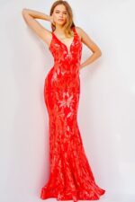 Model wearing Jovani 3263 Light Blue Embellished Dress